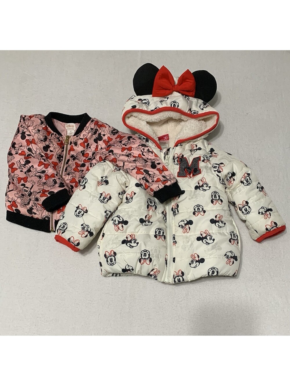 Lot Of 2 Minnie Mouse Disney Fall & Winter Puffer Jackets Size Child 2T C9